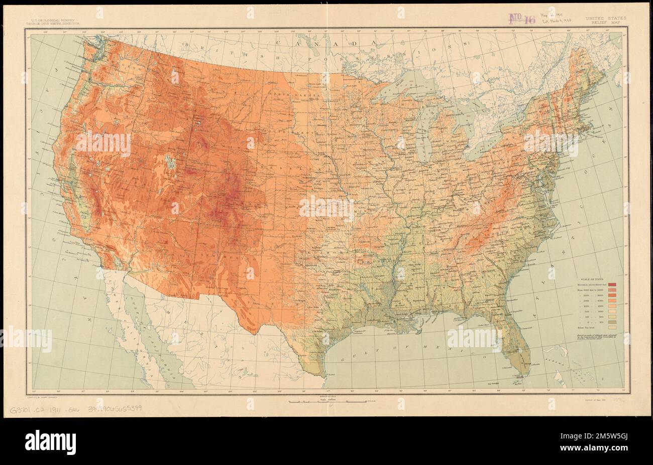 United States relief map Relief - United States Relief Map Relief Shown By Gradient Tints And Contours United States 2M5W5GJ 