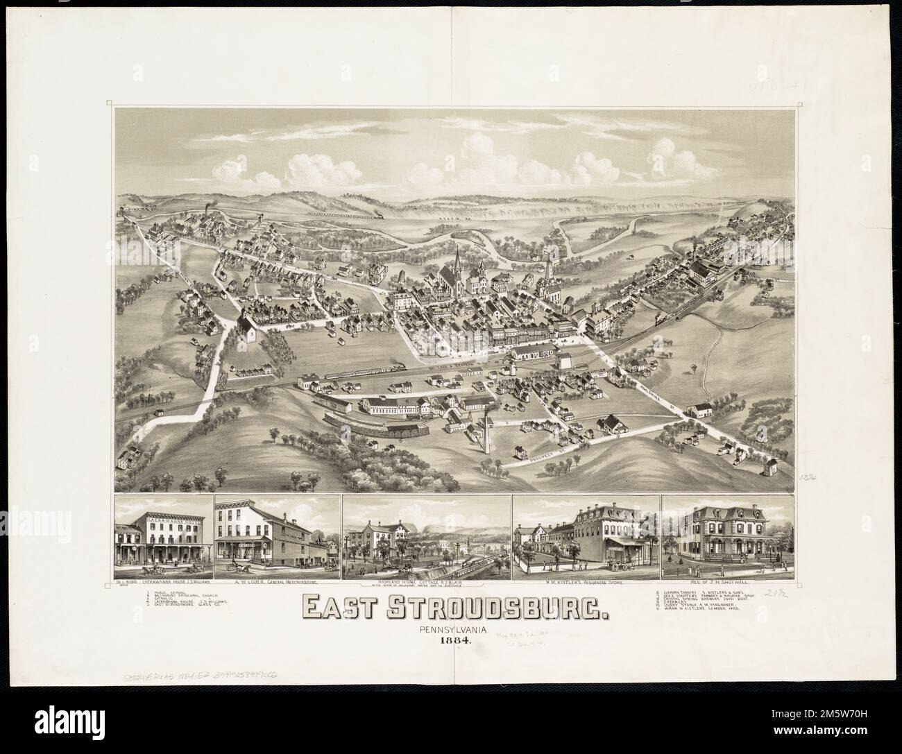 East Stroudsburg Pennsylvania. Bird'seye view. Includes index to