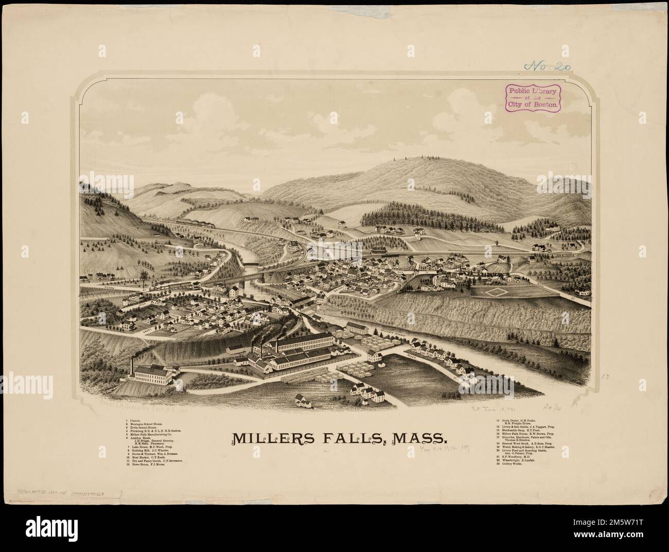 Millers Falls, Mass. Bird'seye view. Includes index to points of