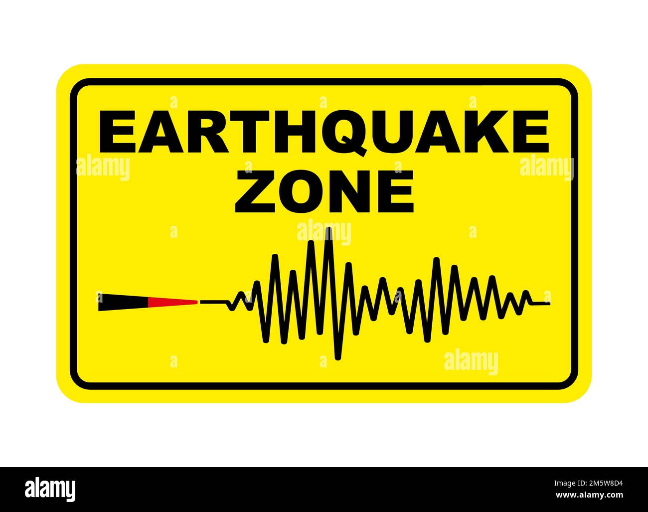 Yellow earthquake zone sign. Vector icon. Stock Vector