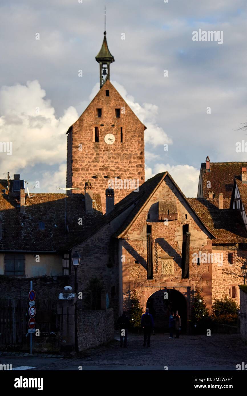 Walking around Riquewihr, Alsace, France Stock Photo