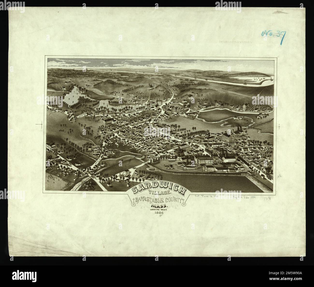 Sandwich Village, Barnstable County, Mass., looking west. Bird'seye