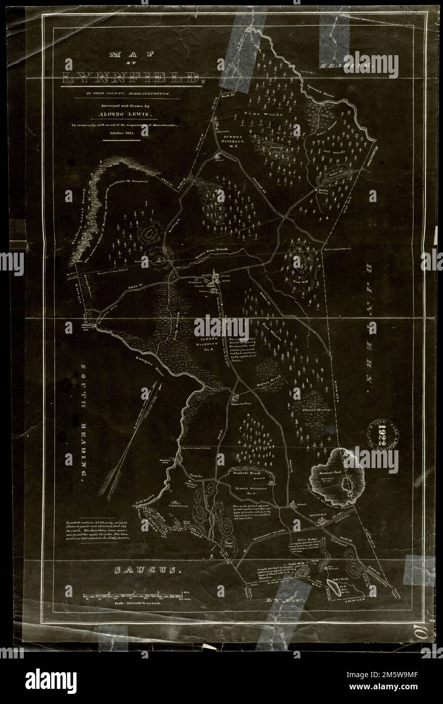 Map of Lynnfield, in Essex County, Massachusetts. Map depicts the