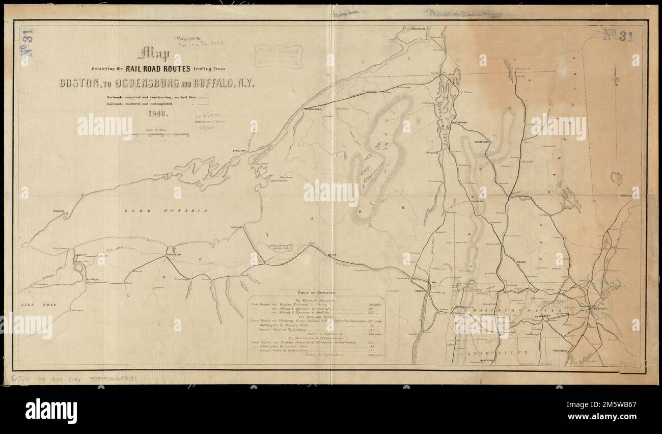 Map Of Ogdensburg New York Hi Res Stock Photography And Images Alamy   Map Exhibiting The Rail Road Routes Leading From Boston To Ogdensburg And Buffalo Ny Shows Completed And Proposed Railroad Lines Relief Shown By Hachures Includes Table Of Distances New England Area New York 2M5WB67 