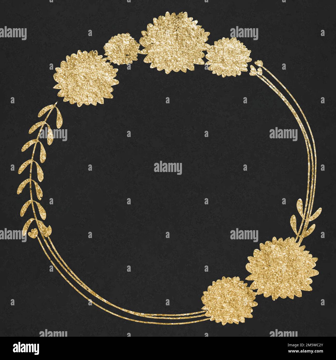 Vector floral wreath frame gold effect Stock Vector