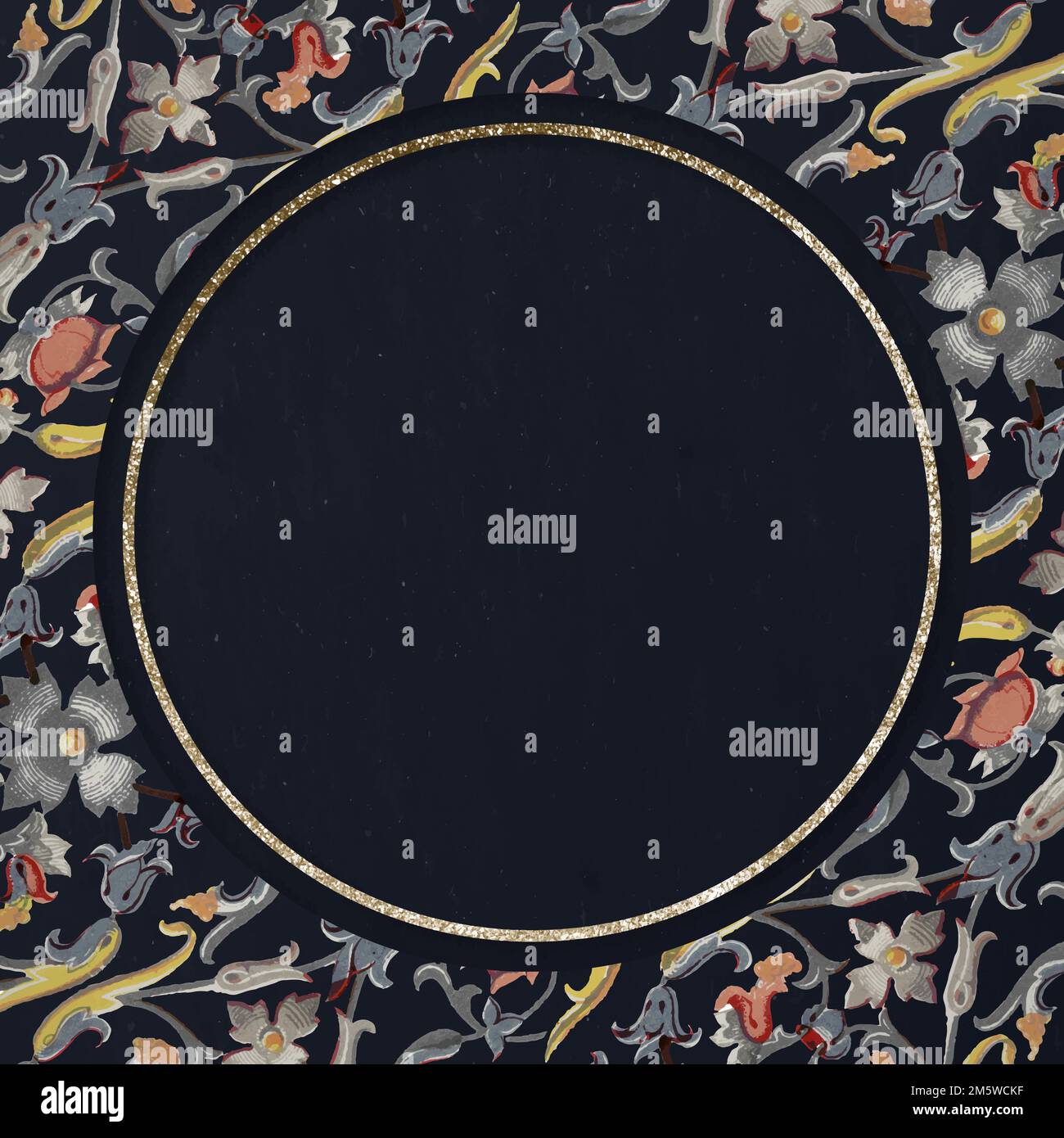 Floral patterned round golden frame vector Stock Vector