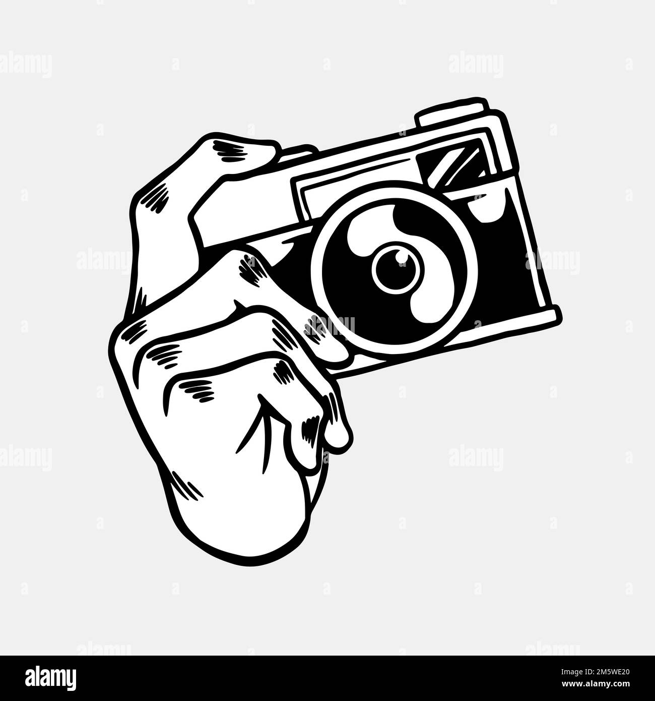 Analog camera outline sticker overlay design resource vector Stock ...