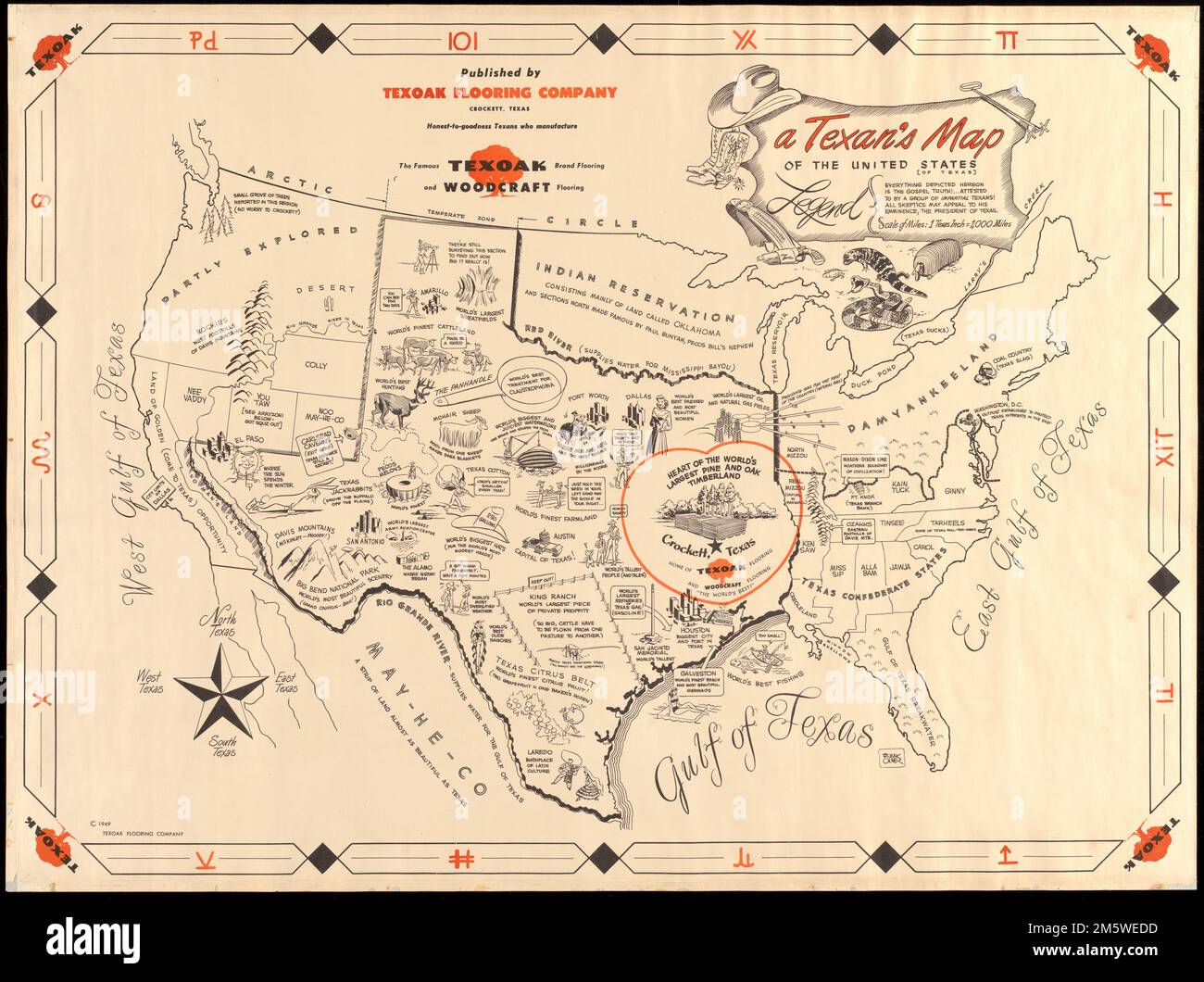 United states map scale hi res - A Texans Map Of The United States Of Texas Cartoon Pictorial Map Showing Texas As Occupying About Half Of The Area Of The United States With Comic Place Names Scale Of Miles 1 Texas Inch = 1000 Miles United States 2M5WEDD 
