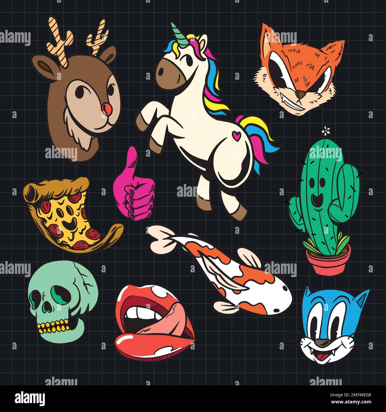 Colorful cute sticker collection vector Stock Vector Image & Art Alamy