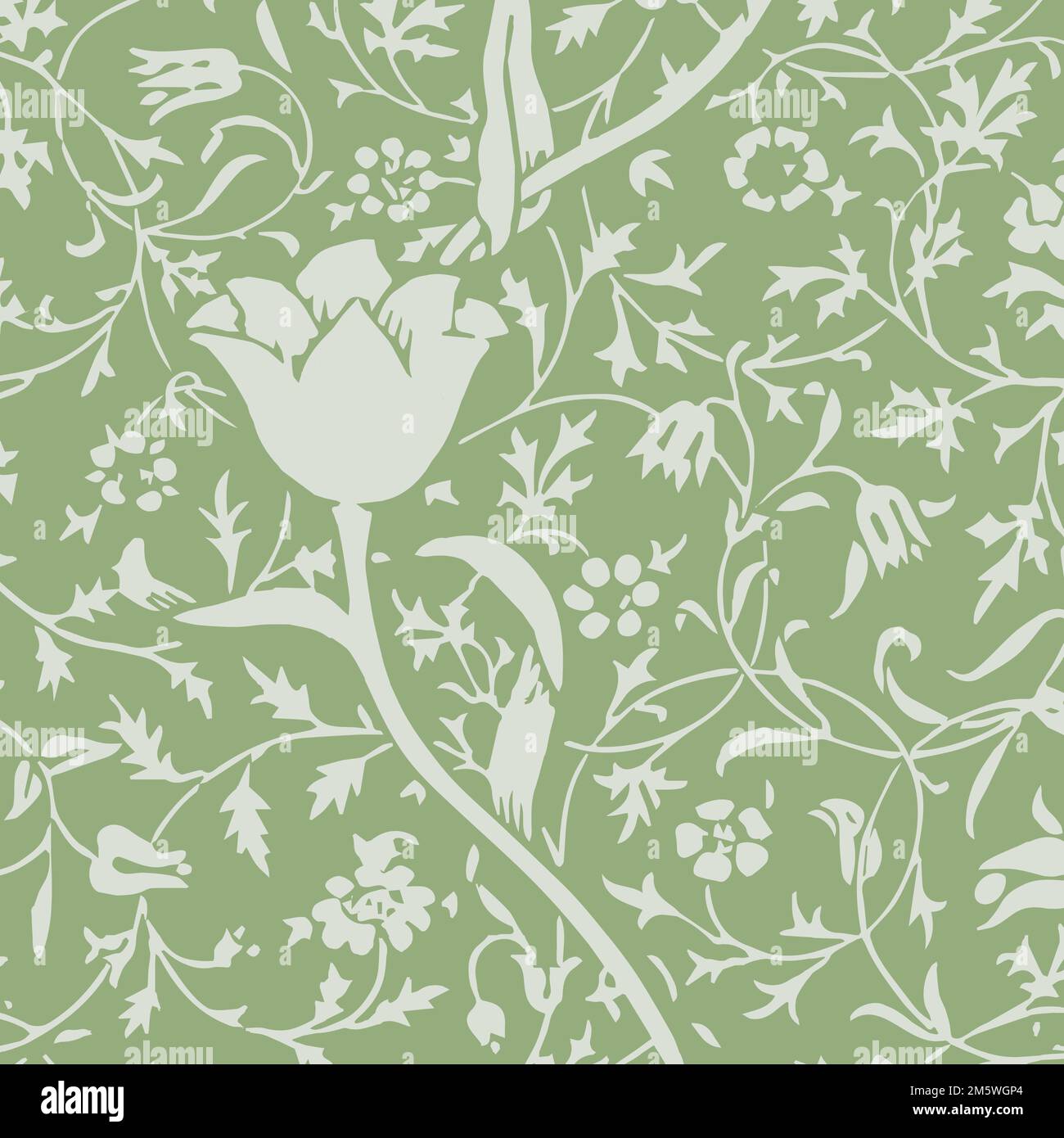Vintage green floral ornament seamless pattern background vector Stock ...