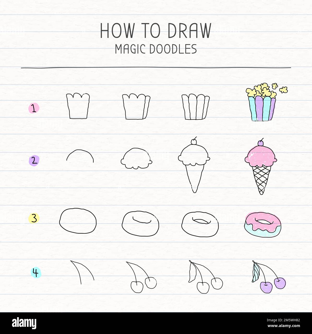 How to draw magic doodles tutorial vector Stock Vector Image & Art - Alamy