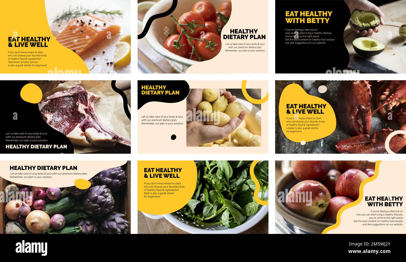 Healthy Dietary Plan Template Vector Marketing Food Presentation Set 