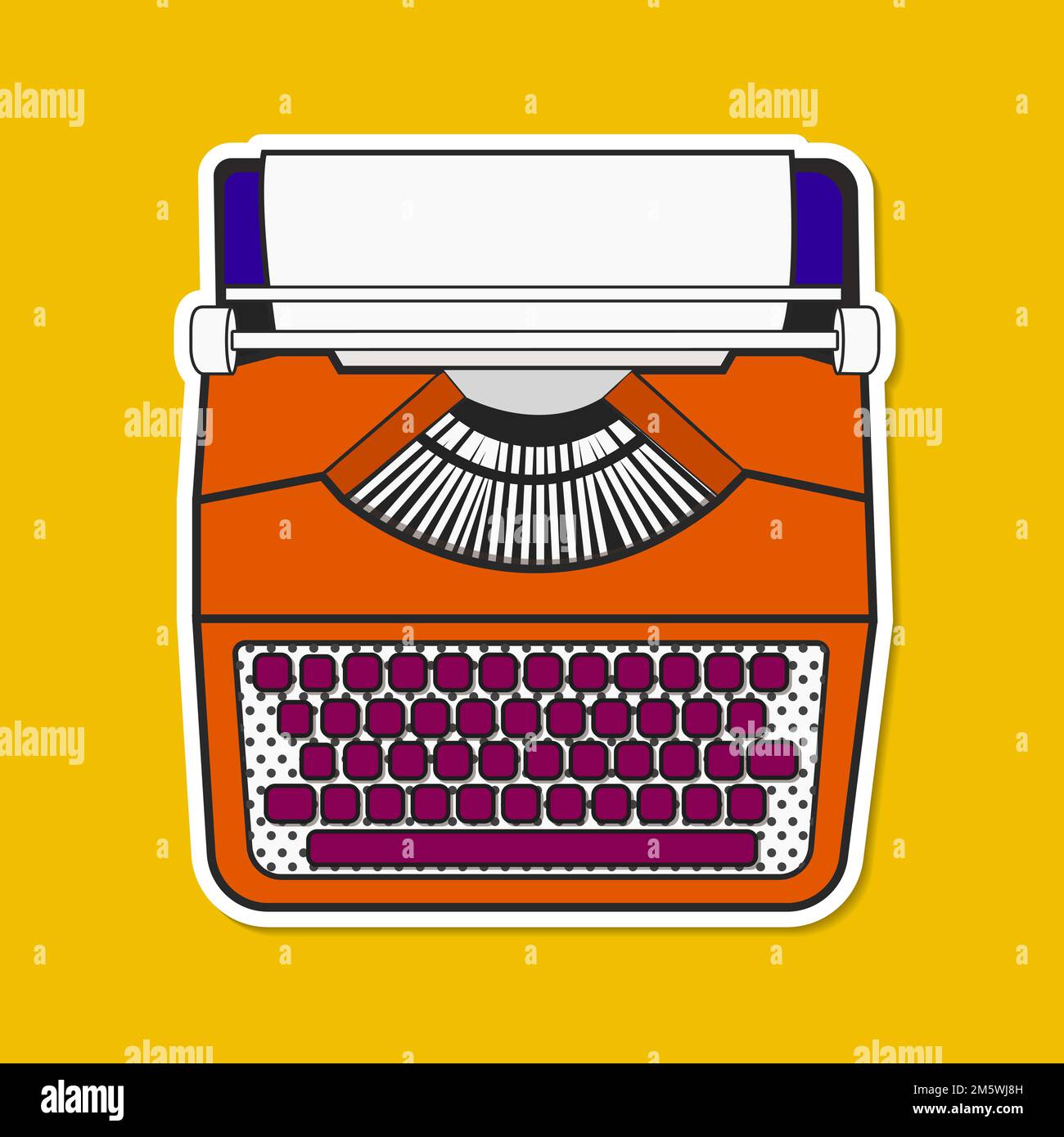 Color pop art typewriter vintage vector sticker Stock Vector