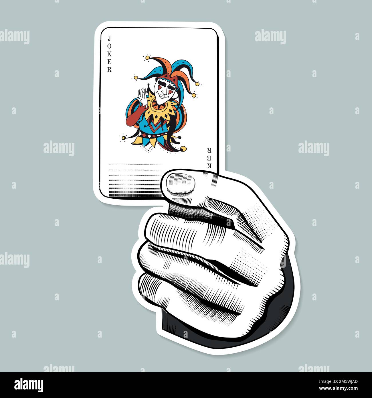 Hand vector holding joker card illustration Stock Vector Image & Art