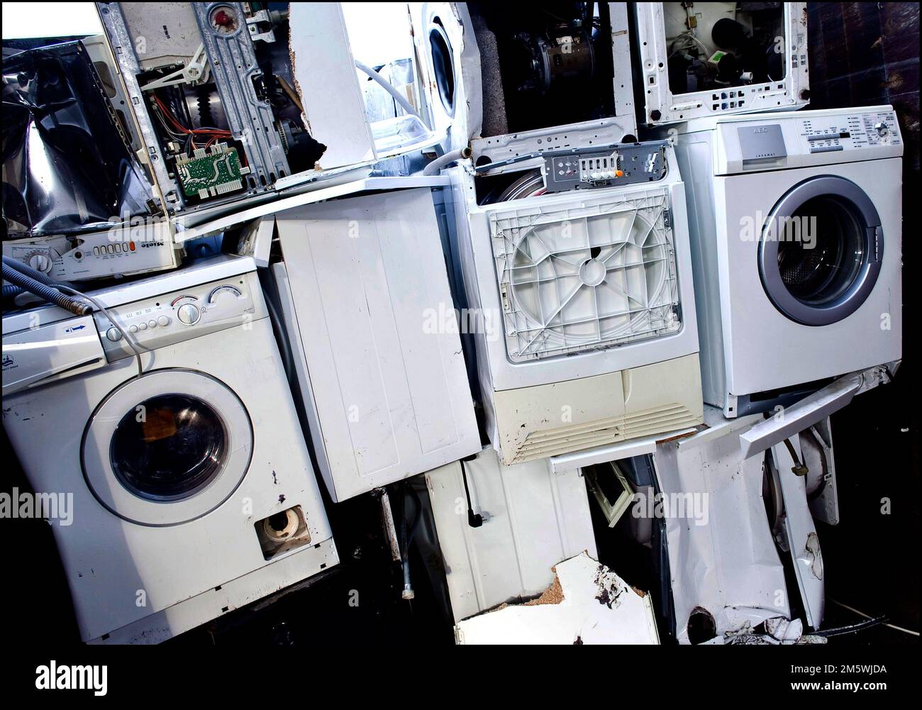 Processing ewaste by ROS Amsterdam Storage of washing machines Holland