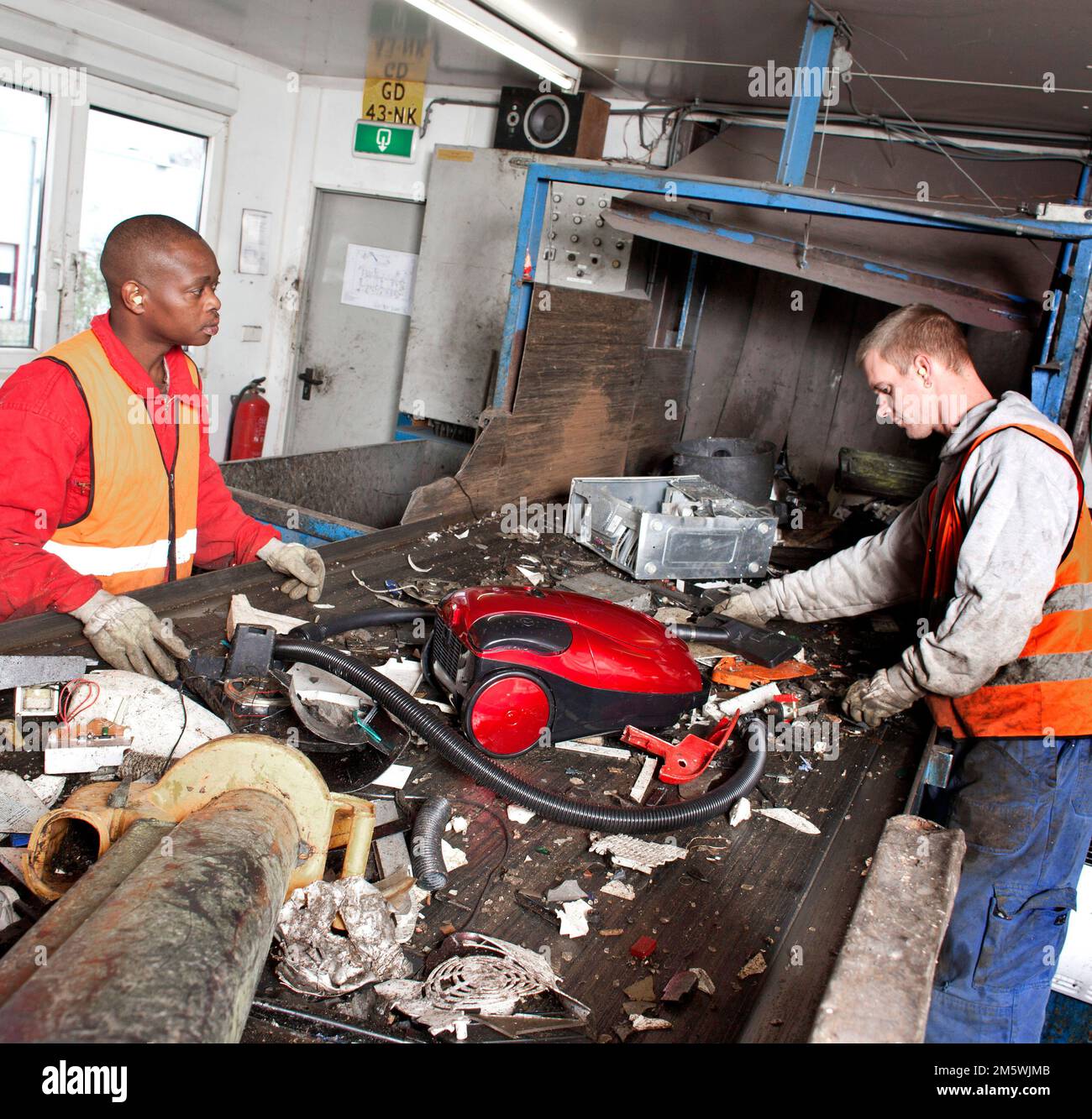 Ewaste. Sorting waste electrical appliances. Recycling by sims, eindhoven holland. vvbvanbree