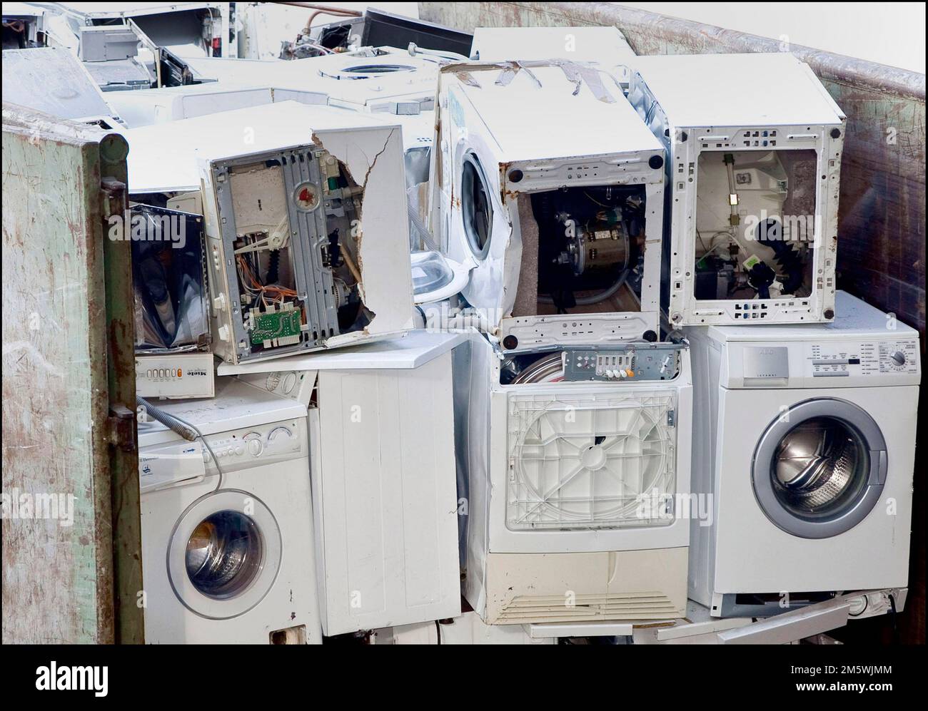 Processing ewaste by ROS Amsterdam Storage of washing machines Holland