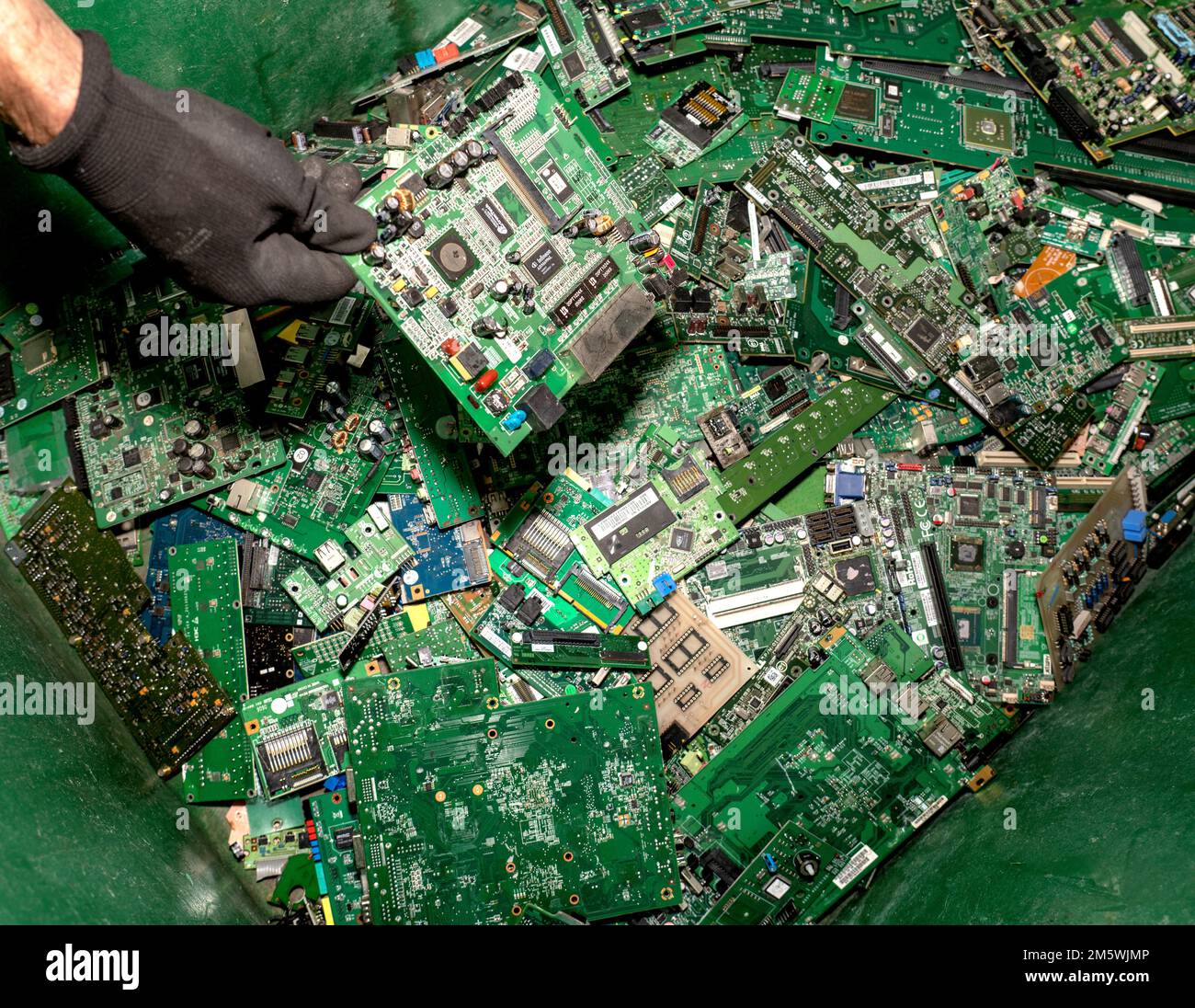 E-waste. circuit boards for recycling by sims eindhoven holland. vvbvanbree fotografie Stock Photo