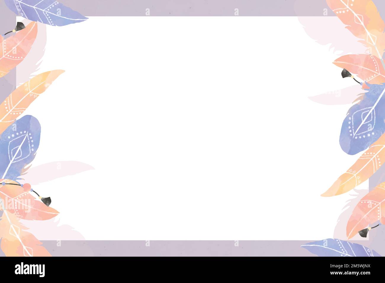 Watercolor feather frame vector Boho style Stock Vector Image & Art - Alamy