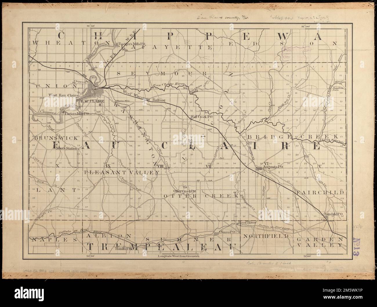 Eau Claire County, Wis.. Title in manuscript in upper margin