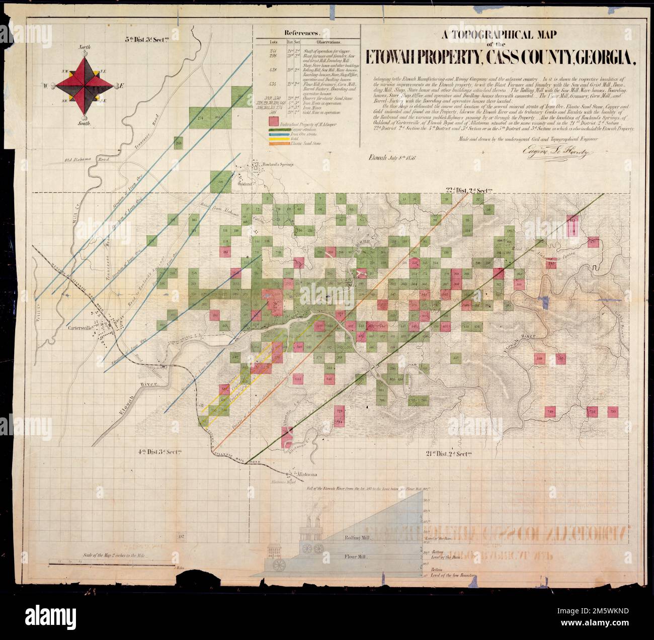 A topographical map of the Etowah property, Cass County,