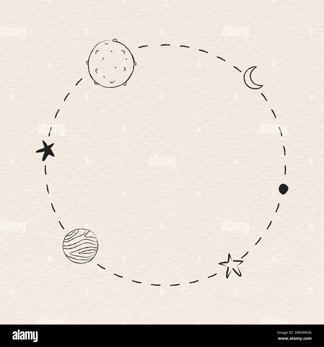 Galaxy decorated minimal line art frame vector Stock Vector