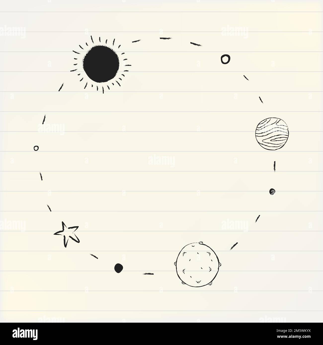Galaxy decorated minimal line art frame vector Stock Vector