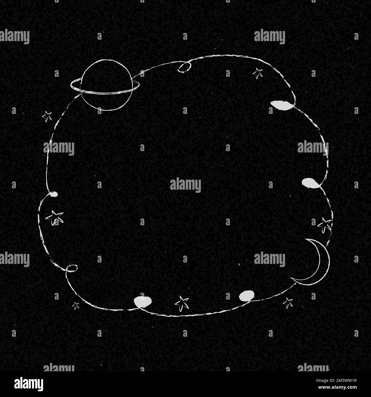 Galaxy decorated minimal line art frame vector Stock Vector