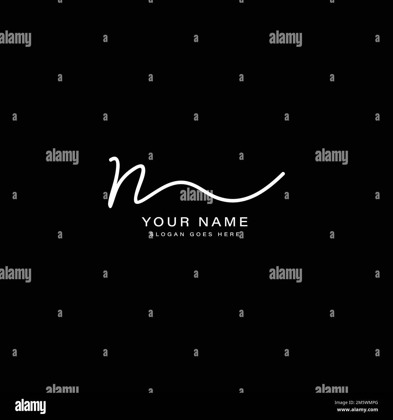 Initial Letter N Logo, Handwritten and Signature in joining style for Business Name with Alphabet N Stock Vector