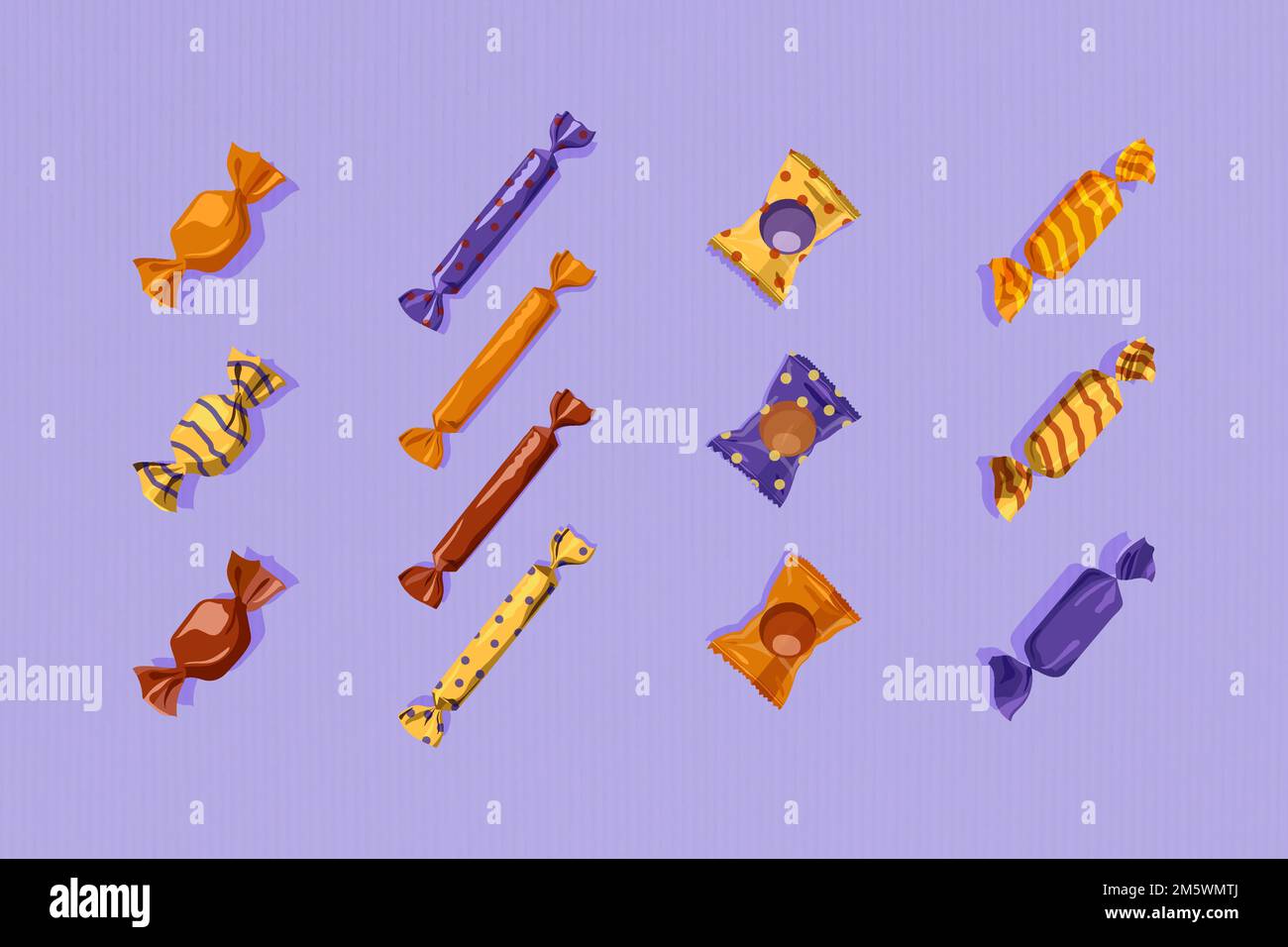 Candy elements set on purple background vector Stock Vector Image & Art ...