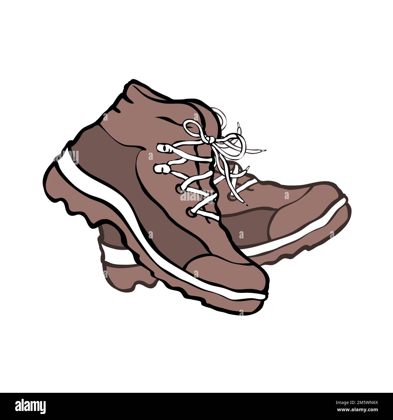 Pair of hiking boots. Fashion tourist shoes. Travel equipment. Active  lifestyle. Cartoon vector illustration isolated on white background. Hand  drawn Stock Vector Image & Art - Alamy