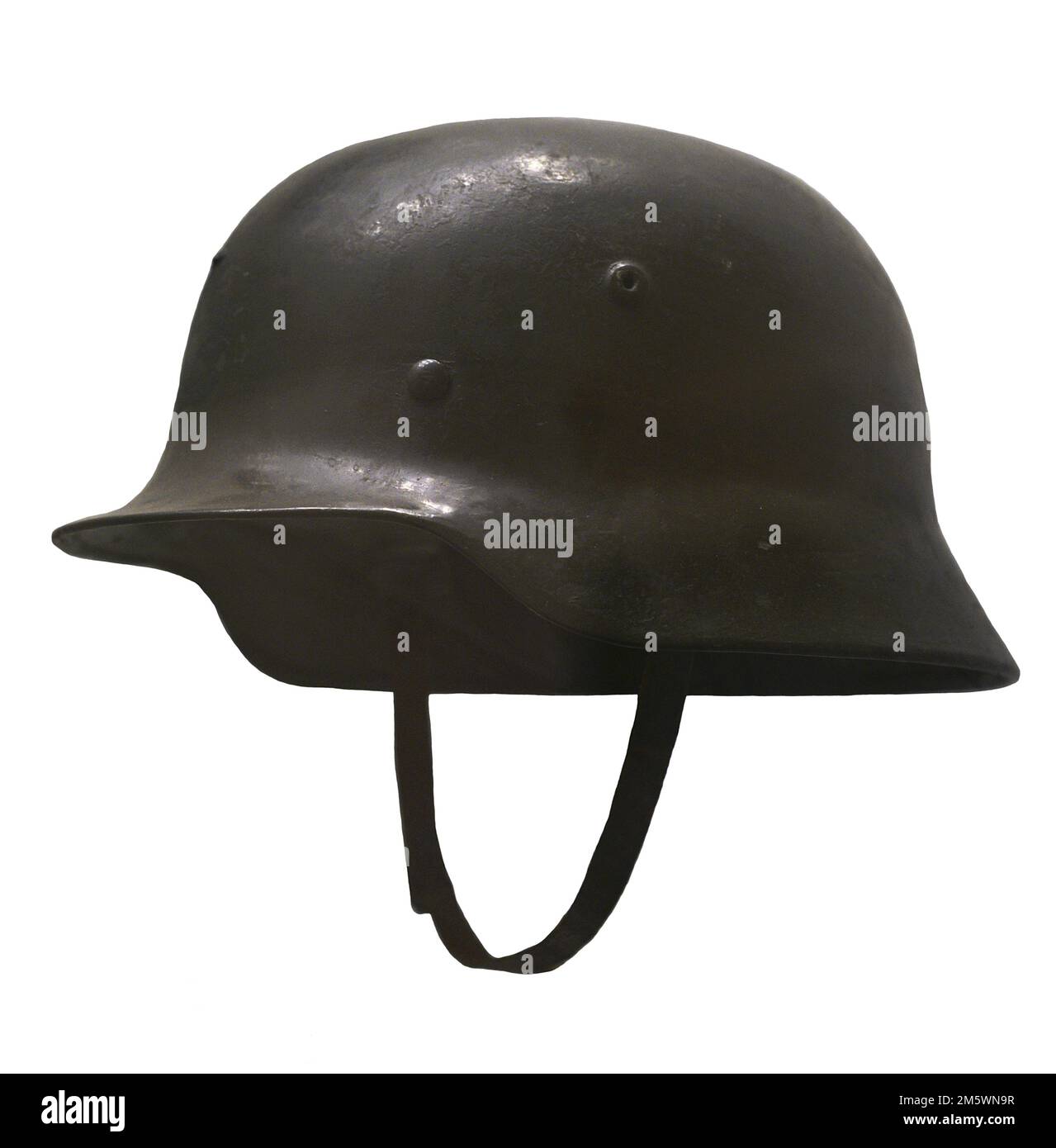 Metal helmet, German model, 1935. Iron, leather and pigments. Army Museum. Toledo, Spain. Stock Photo