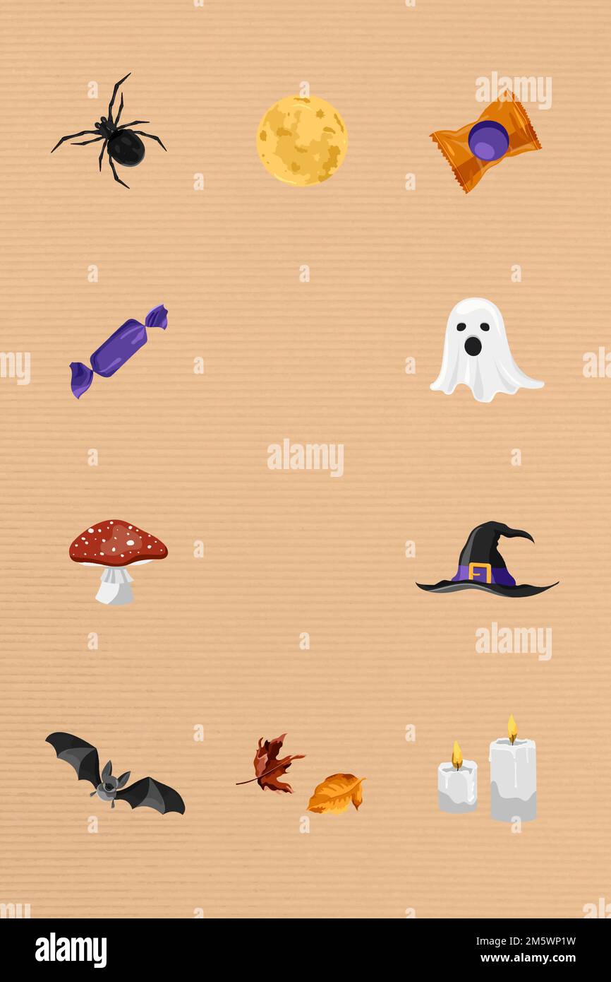 Halloween elements frame on pastel orange background vector Stock Vector