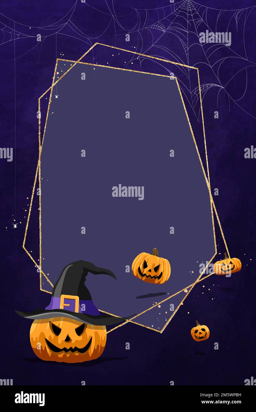 Jack O'Lantern frame on purple background vector Stock Vector