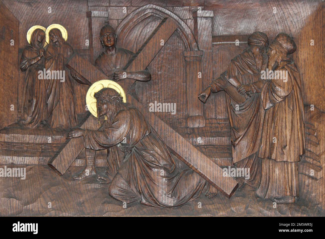 Stations Of The Cross Jesus Falls For the Second Time Stock Photo