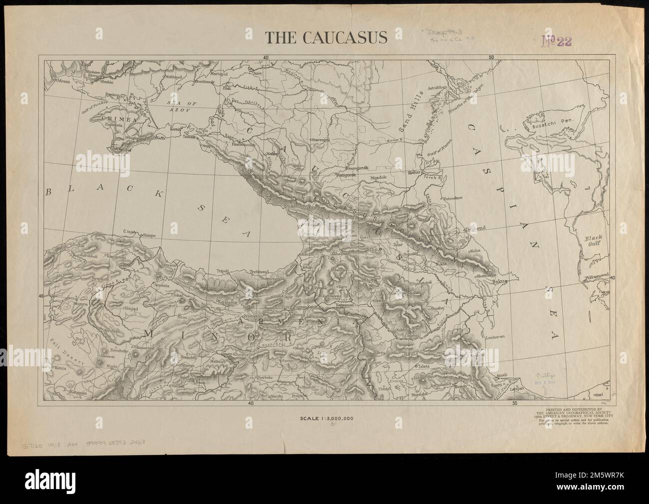 The Caucasus. Relief shown by hachures.... , Caucasus ,area Stock Photo ...