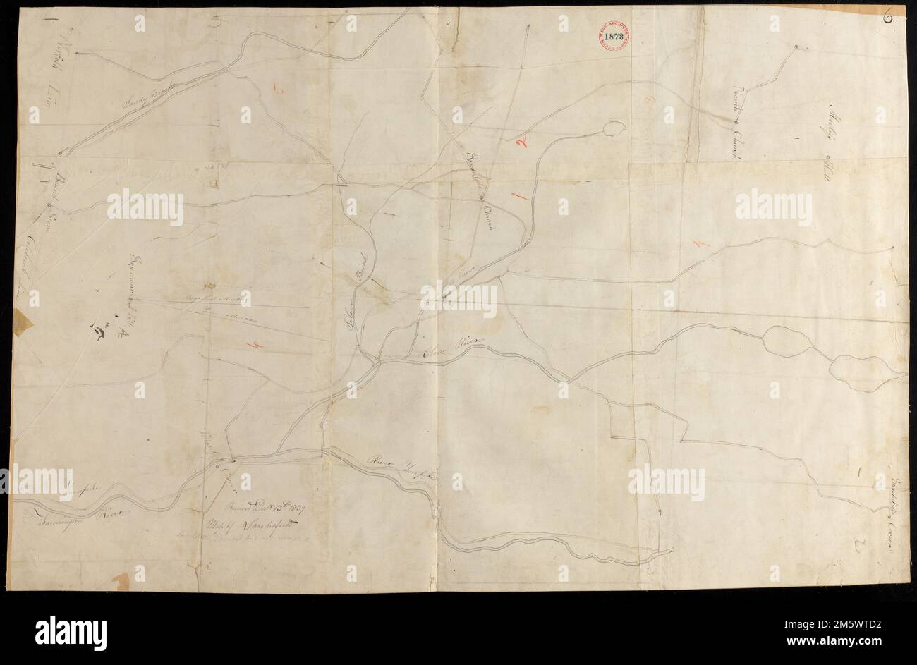 Plan of Sandisfield made by Luke, Barber, dated December 24, 1830. See