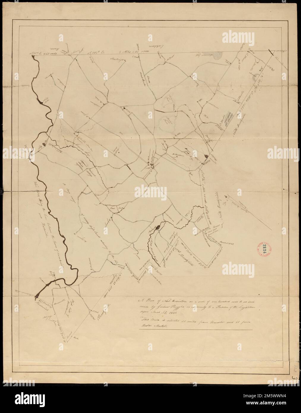 Plan of New Braintree made by Gardner Ruggles, dated 1830. See also v.9