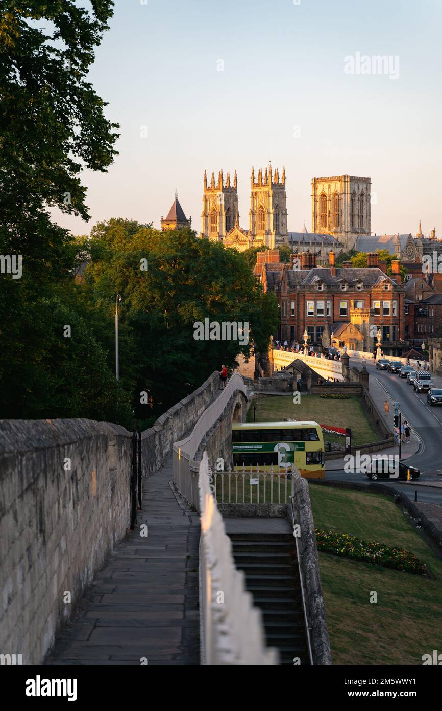 Summer in York - York Minster from City Walls - York, England,UK Stock Photo