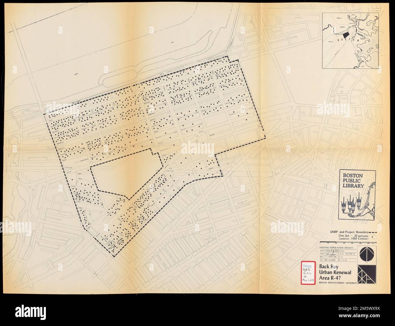 Back Bay urban renewal area r47 existing population density. In a