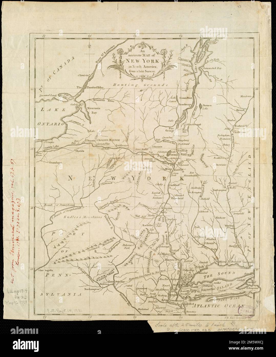 An Accurate map of New York in North America, from a late survey. Shows ...