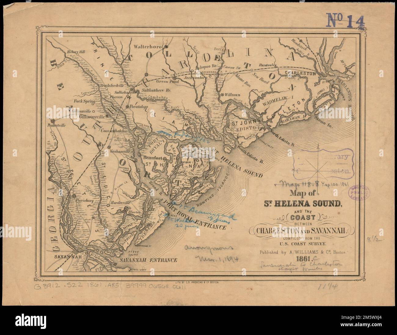 Map of st helena sound and the coast between charleston and savannah