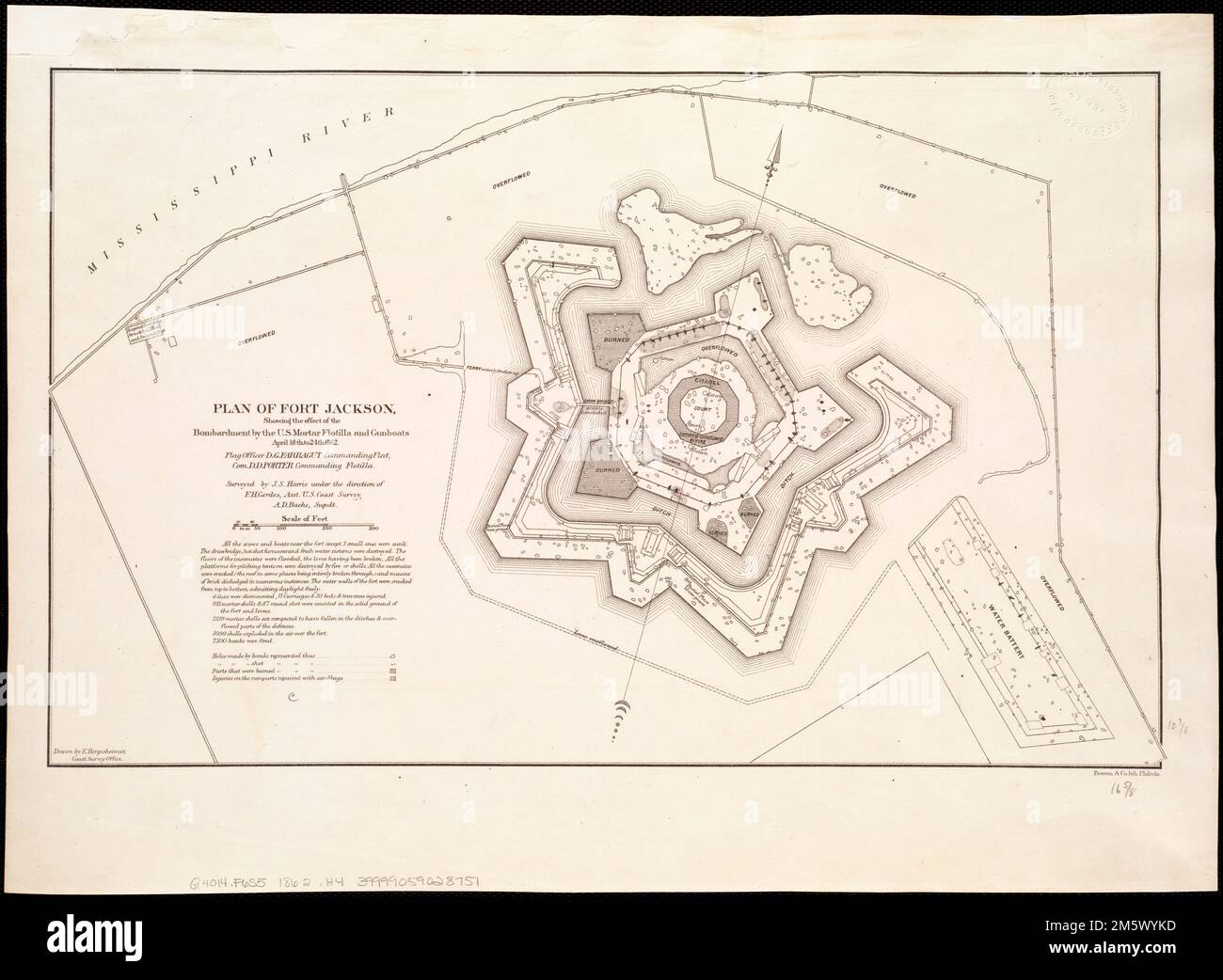 Plan of Fort Jackson, showing the effect of the bombardment by the U.S ...