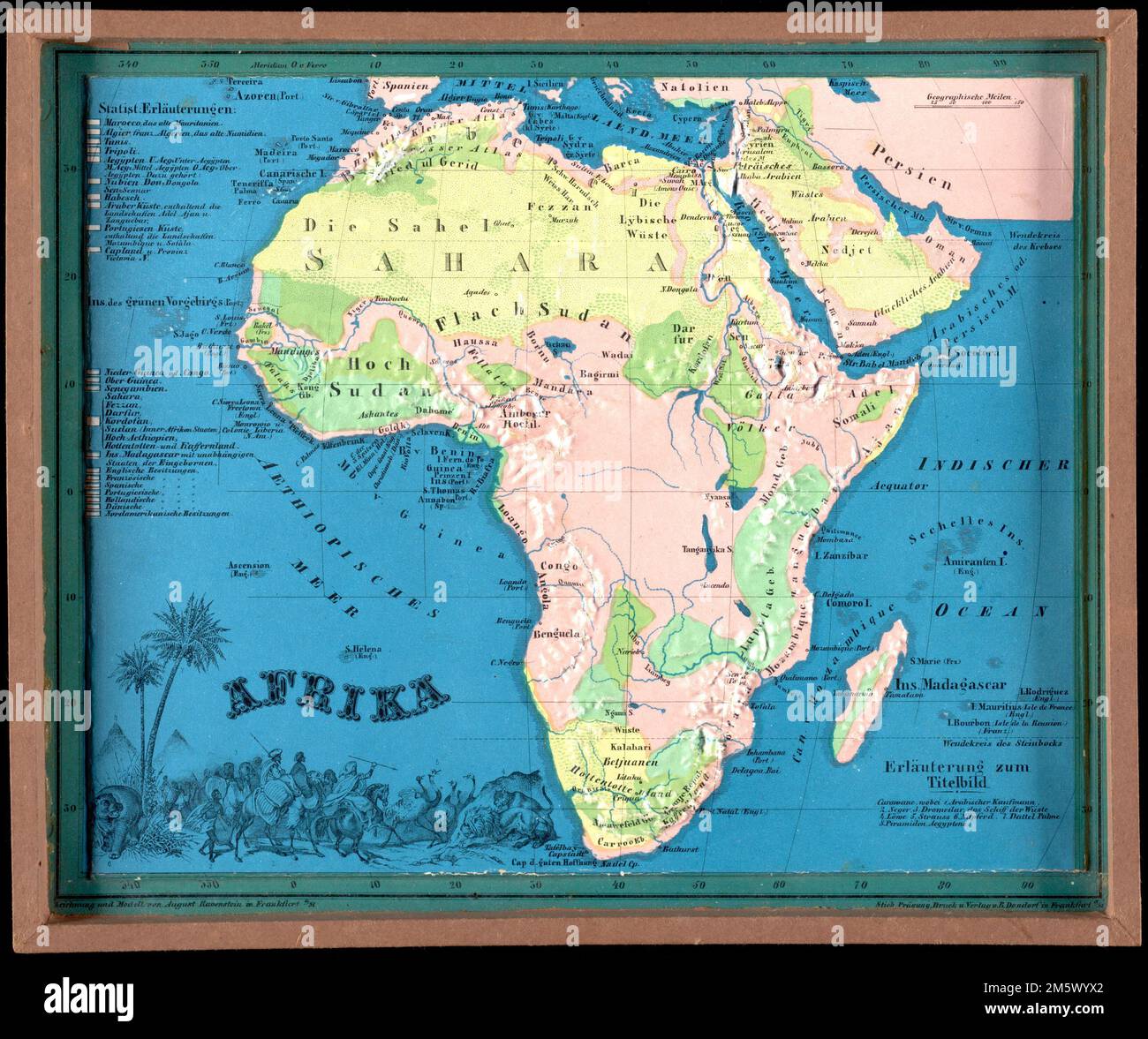 Afrika. In a set of 8 raised relief maps for schoolchildren, titled "Plastischer schul-atlas für 