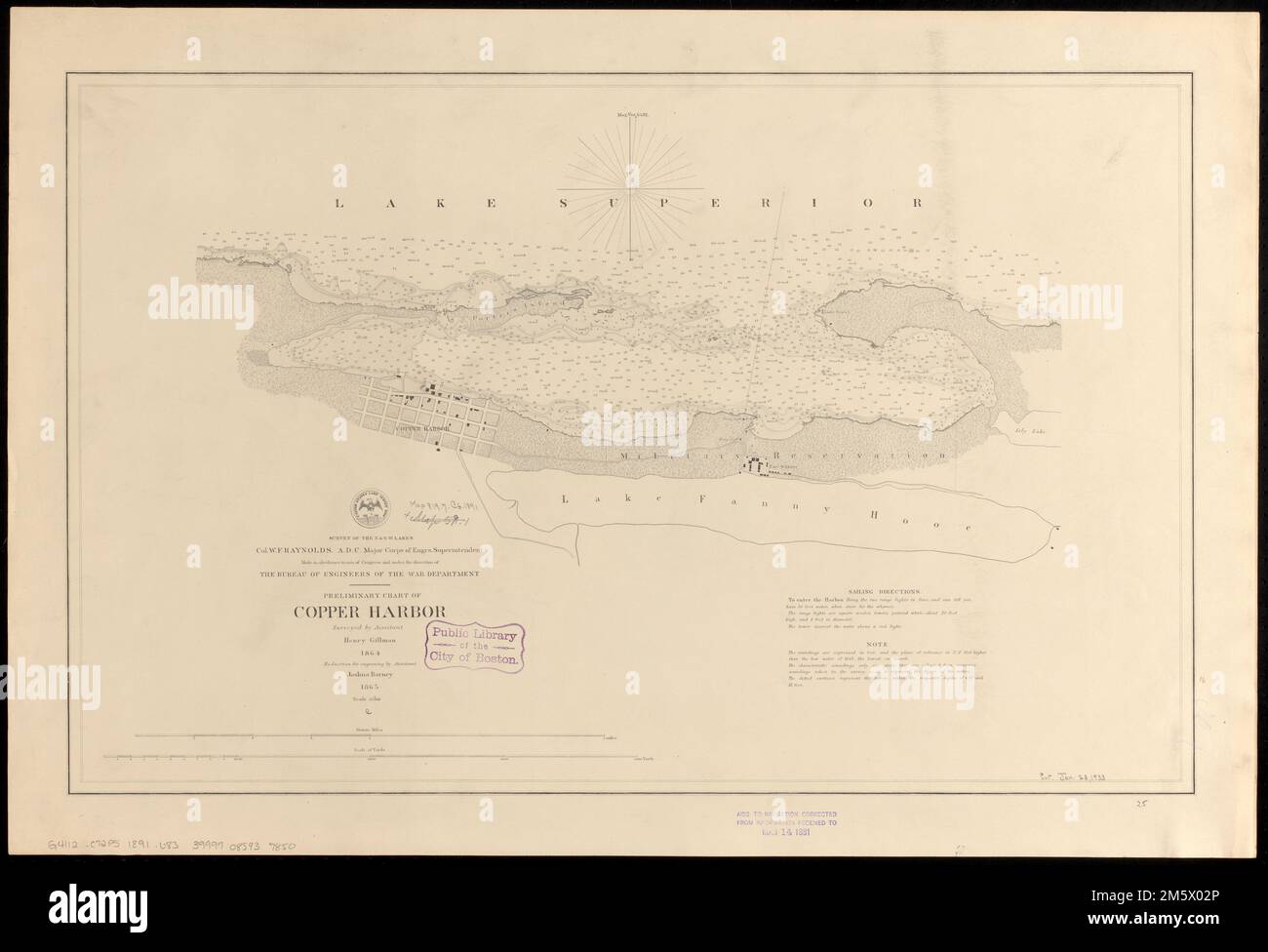 Preliminary chart of Copper Harbor. Depths shown by soundings and