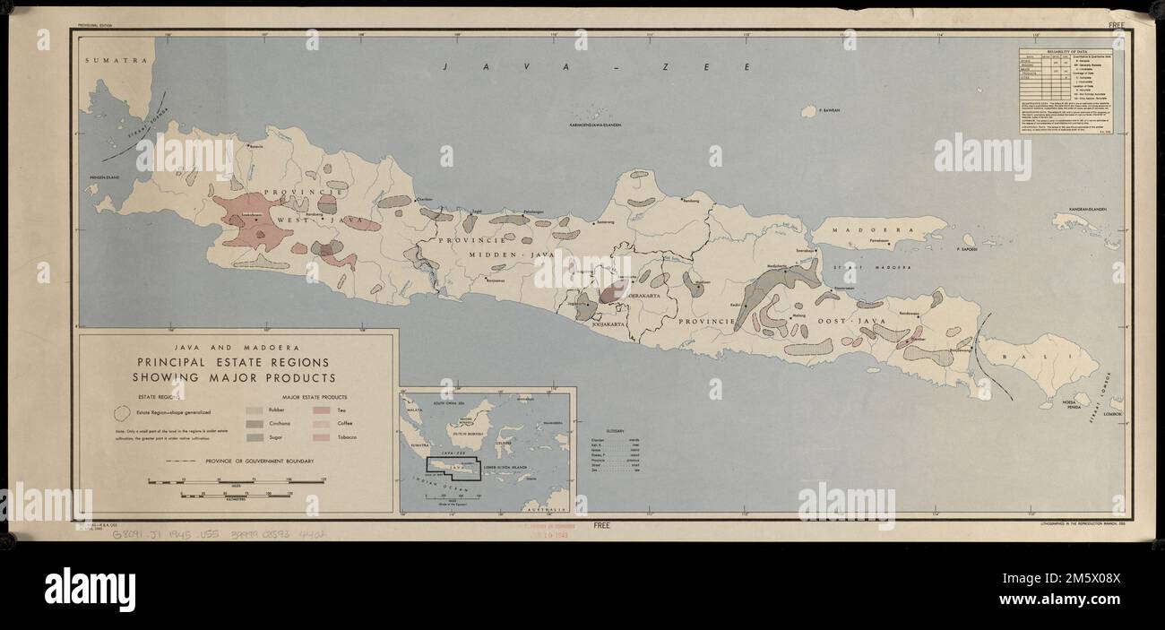 Java and Madoera principal estate regions showing major products ...