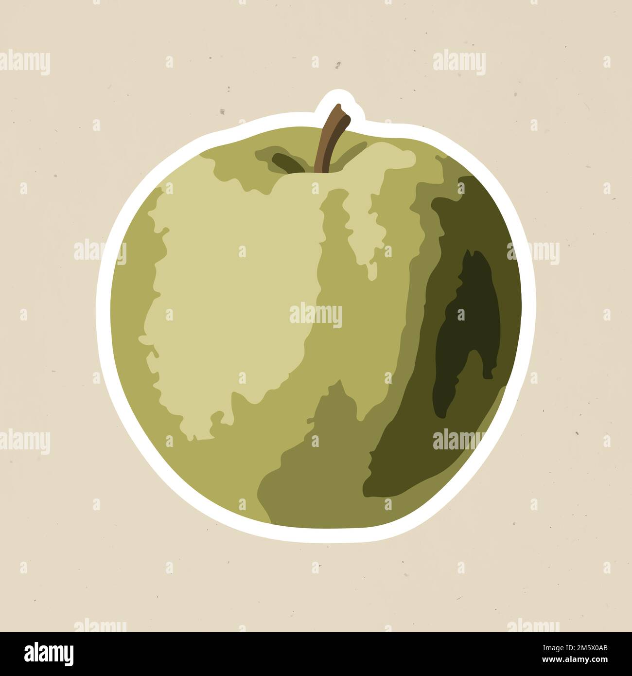 Vectorized green apple fruit sticker with white border design resource Stock Vector
