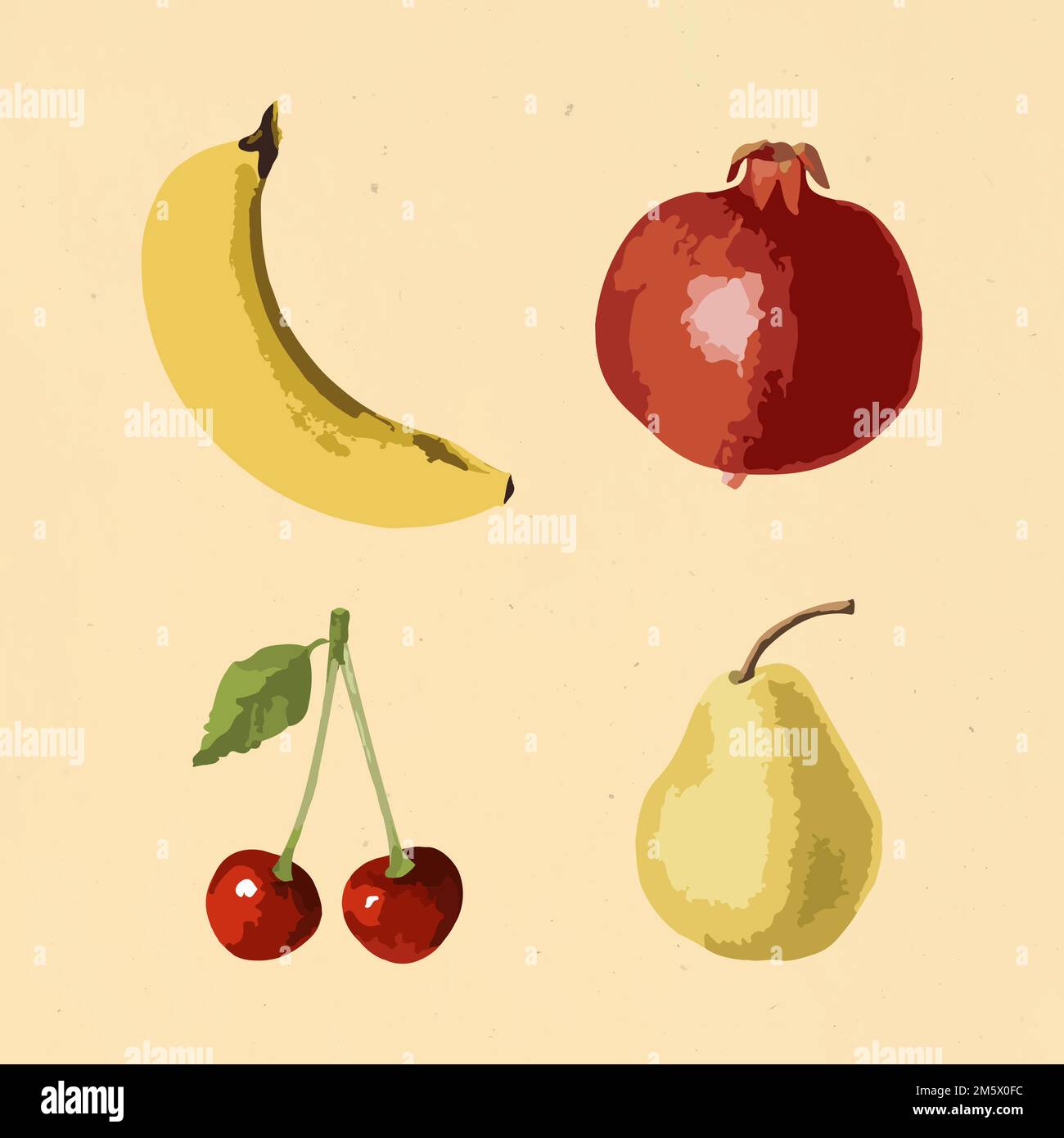 Vectorized tropical fruit sticker collection design elements Stock Vector