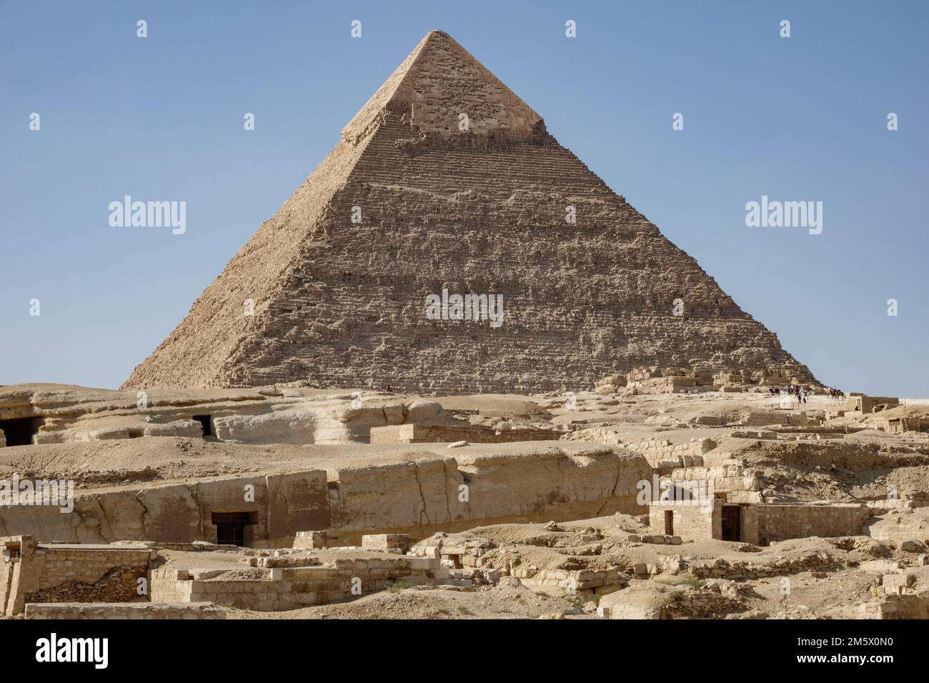View of Khafre Pyramid at the Giza Pyramids and Sphinx, Cairo, Egypt Stock Photo