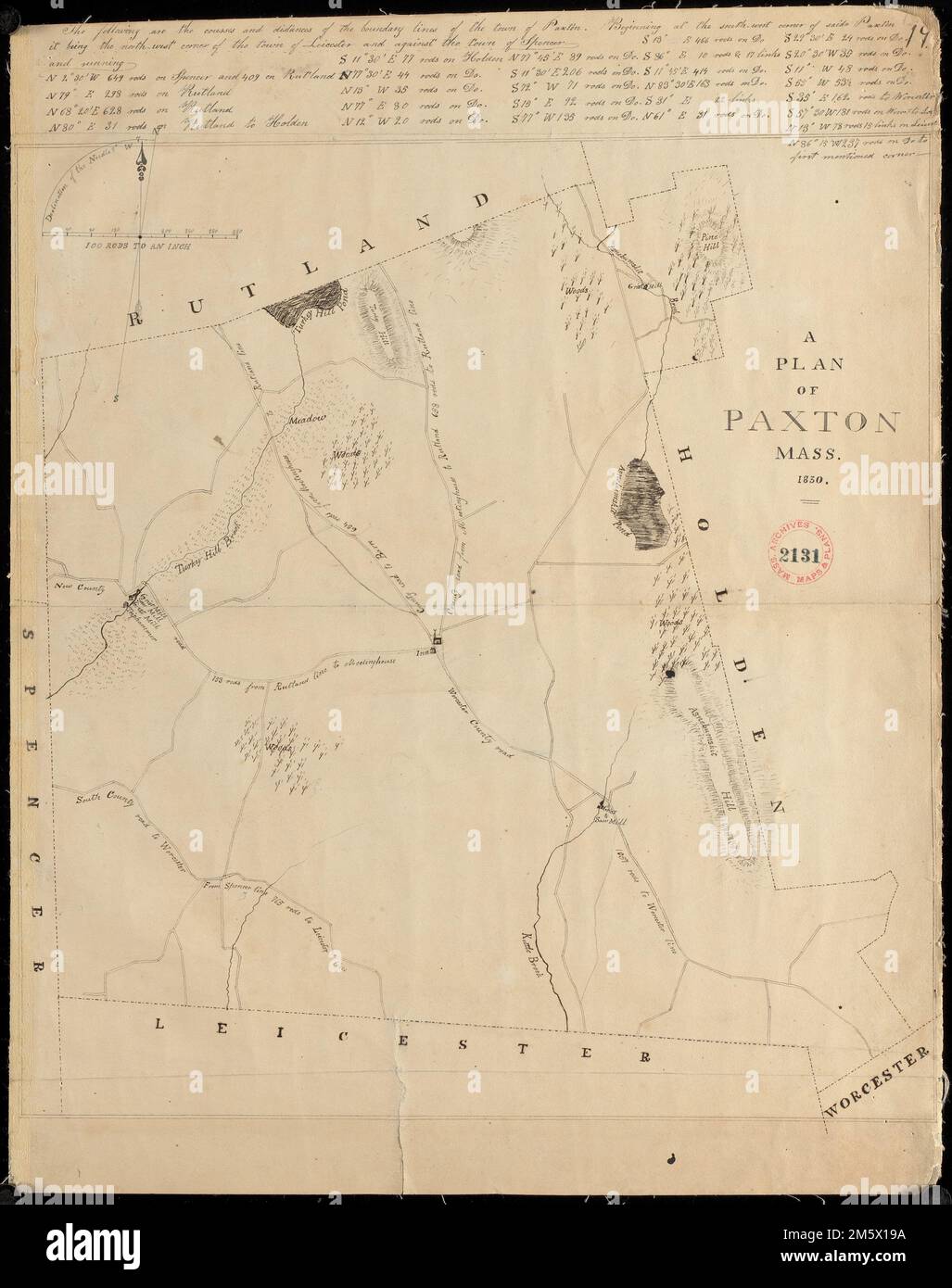 Plan of Paxton, surveyor's name not given, dated 1830.... , Massachusetts , Worcester ,county